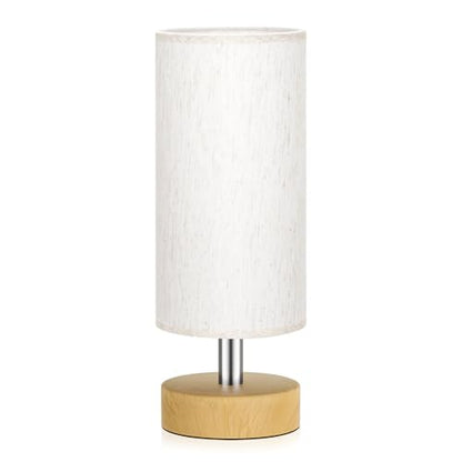 Table Lamp for Bedroom（Cream Shade - Wood Base, 11.6" Inline Control） - color: Cream Shade-Wood Base 1pc, size: 11.6" Inline Control
