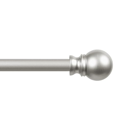 Kenney KN55970 Davenport Ball End Petite Café Decorative Window Curtain Rod, 28-48" Adjustable Length, Brushed Nickel Finish, 1/2" Diameter Steel Tube - color: Brushed Nickel, size: 28-48", style: Curtain Rod