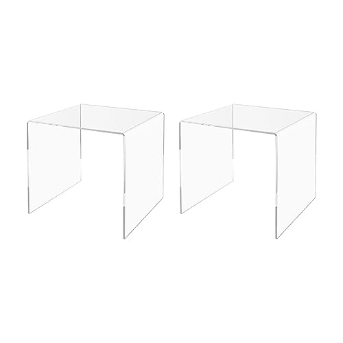 Marketing Holders 2 Pack Clear Acrylic Riser Display Table 10" Merchandise Showcase One Piece Bench Retail Stores and Boutiques Throne Counter Tabletop Platform - size: 10"W x 10"D x 10"H Riser
