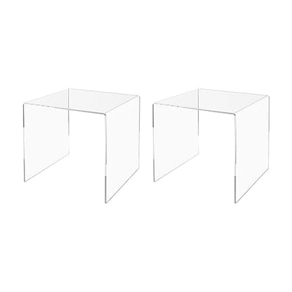 Marketing Holders 2 Pack Clear Acrylic Riser Display Table 10" Merchandise Showcase One Piece Bench Retail Stores and Boutiques Throne Counter Tabletop Platform - size: 10"W x 10"D x 10"H Riser