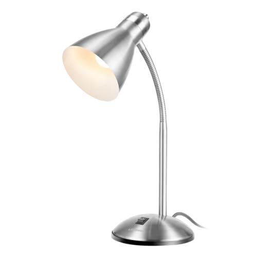 LEPOWER Metal Desk Lamp, Adjustable GooseNeck Reading Light for Bedroom - color: Silver