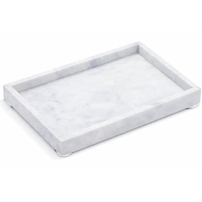 Natural White Marble Tray, 12" x 8", Rectangular - color: White, size: 8" x 12" x 1.5"