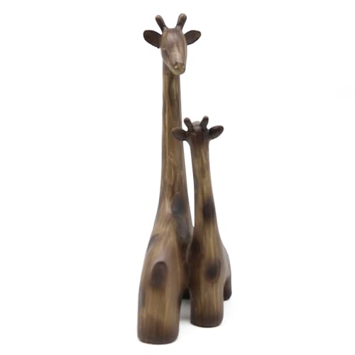 Lukitas Giraffes Statue Decor, Mom-and-Baby Giraffe Sculpture, Resin 11''