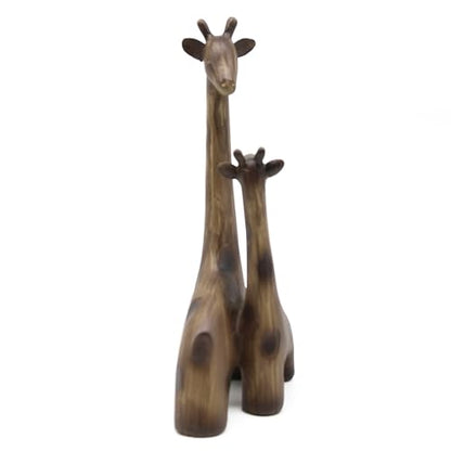 Lukitas Giraffes Statue Decor, Mom-and-Baby Giraffe Sculpture, Resin 11''