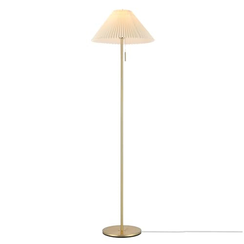 Globe Electric 62" Brass Floor Lamp with Pleated Fabric Shade - color: Brass, Oren