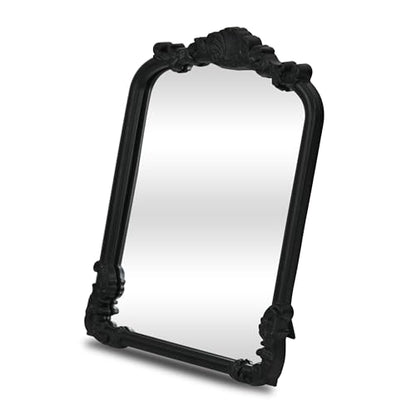 Briseis 11.75" Rectangular Table Mirror – Handcrafted Wooden Frame – Modern Minimalist Matte Black Finish – for Living Room Tabletop Decor - by Cheungs