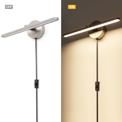MantoLite Bathroom Vanity Light bar, Modern Brass LED Wall Sconce Over Mirror, Dimmable 3000K/4000K/6000K,Hardwired Bathroom Wall Light,24 Inch Bar Long Strip Sconce - color: Nickel, size: 16 inches