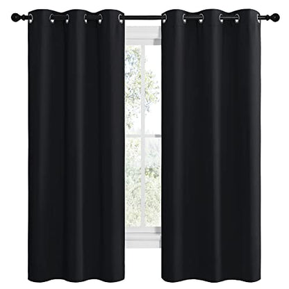 NICETOWN Black Blackout Curtains for Bathroom 42" Wide x 68" Long 2 Panels - color: Black, size: 42"W x 68"L (Pack of 2)