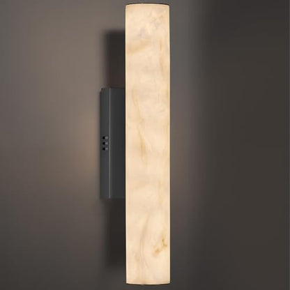 Alabaster Wall Sconce, 20" Matte Black Linear Wall Sconces, 3000K Dimmable Artisan-Cast Alabaster Sconce for Living Room, Modern Wall Lighting for Bathroom, Bedroom, Hallway, 1 Pack, Faux Alabaster - color: Black-20in-1pcs