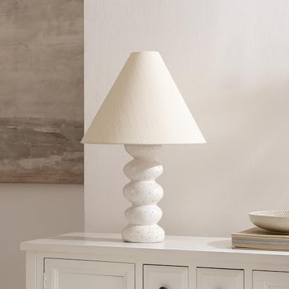 SAFAVIEH Lighting - Luana 24-Inch Table Lamp - White Resin & Oatmeal Shade - Ideal for Living Room, Bedroom, Nightstand, Reading Nook, LED Bulb Included (TBL4681A)