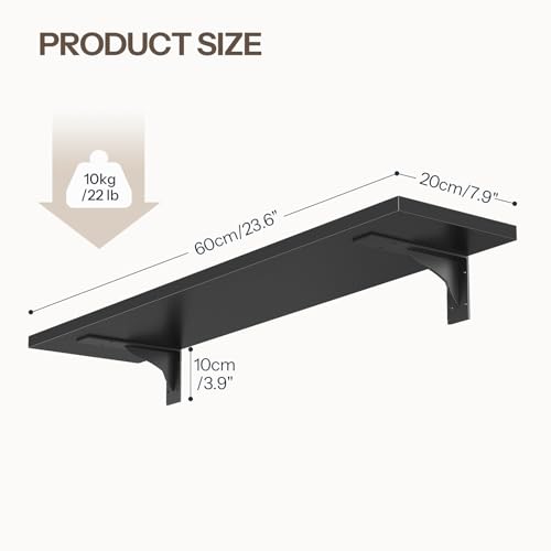 HOOBRO Floating Shelves for Wall, 23.6" Wall Mounted Shelves Set of 2 - color: Black, size: 23.6 Inches