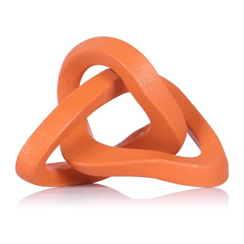 LCCCK Infinity Knot Sculpture Orange Knot Decor Object, Abstract Knick Knacks Coffee Table Modern Statue, Orange Sculpture for Home Living Room Table Ornaments and TV Stand Bookshelf Decorative - color: Orange