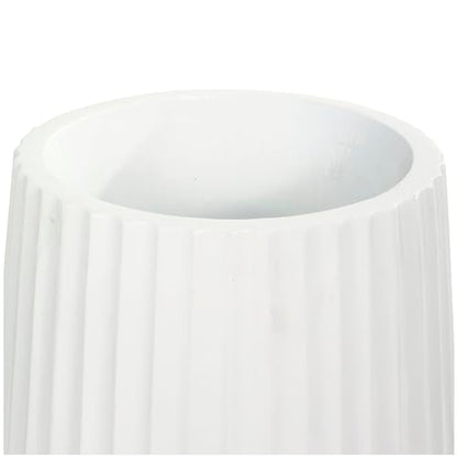 Deco 79 Resin Decorative Vase Large Ribbed Floor Centerpiece Vase, Flower Vase for Home Decoration 16" x 16" x 24", White