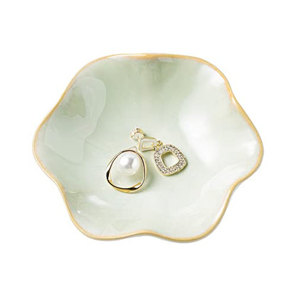 BEUNAIZER Jewelry Dish Tray, Ring Dish, Ceramic Trinket Tray, Key Bowl - color: Light Green