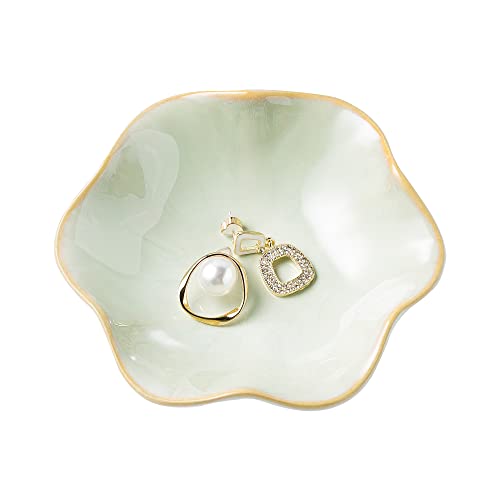 BEUNAIZER Jewelry Dish Tray, Ring Dish, Ceramic Trinket Tray, Key Bowl - color: Light Green