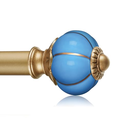Ceramic Curtain Rods for Windows 18 to 55 Inch 1 Inch Adjustable - color: Gold Blue, size: 18"-55"
