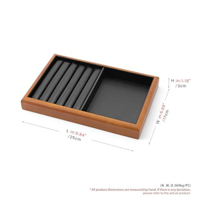 Oirlv Black Wood Jewelry Ring Display Tray - color: Black, size: 5 slot