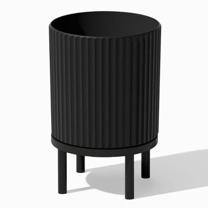 Veradek Demi Series Raised Planter - Round Planter with Stand - color: Black/Black, size: 12 Inch