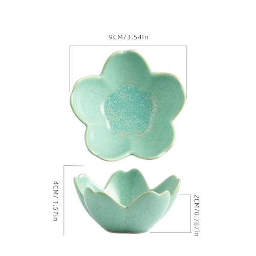 Floral Ceramic Jewelry Tray, 3.5" Ring Holder Trinket Bowl - color: cyan