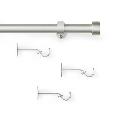 Serena Single Curtain Rod with Contemporary Cap Finial, Polished Nickel - 32"W x 142"L - color: Polished Nickel, size: 32"W x 142"L
