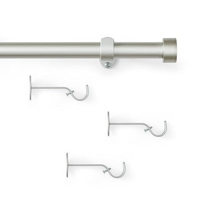 Serena Single Curtain Rod with Contemporary Cap Finial, Polished Nickel - 32"W x 78"L - color: Polished Nickel, size: 32"W x 78"L
