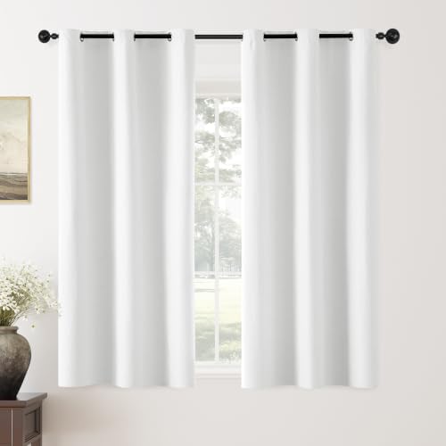 ChrisDowa White Blackout Curtains 63 Inches Long 2 Panels for Bedroom - color: White, size: 40"W x 63"L (Pack of 2)