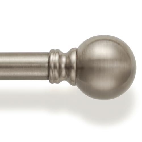 Brushed Nickel Curtain Rods for Windows 28 to 48 Inch Adjustable - color: Brushed Nickel, size: 16"-60"|1 Pack