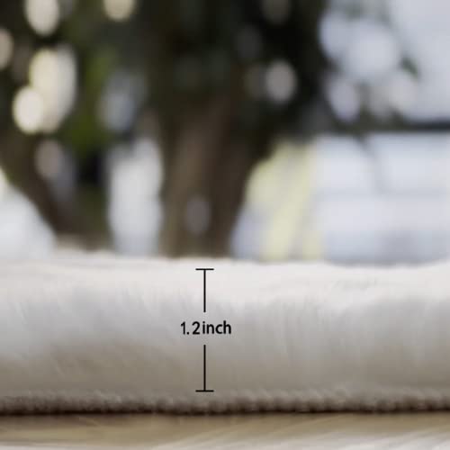 ORINOVA White Faux Bunny Fluffy Fur Rug Washable Area Rugs for Living Room Nursery Rugs for Bedroom 2x3 Rectange Rug Cute Home Décor - color: White, size: 2' x 3' (Rectangular)