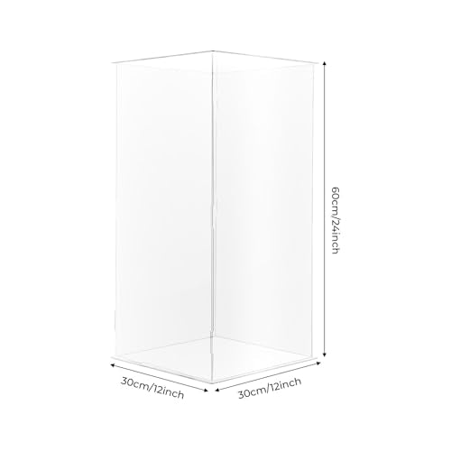 Acrylic Pedestal Stand 12*12*24in Acrylic Boxes for Display Doll Display Case Clear Pedestal Stand for Flowers, Clear Glass Pedestal Stands, Plexiglass Box, Sculpture Stands