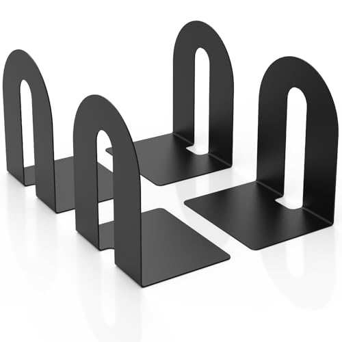 Heavy Duty 10" Bookends, 2 Pair Black Bookend for Office, Home,Bookshelves - size: 4Pcs