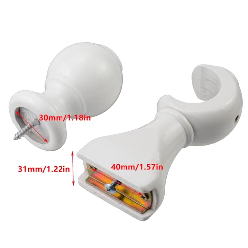 Antrader Finials for Curtain Rods and Wood Curtain Rod Brackets,White - color: White
