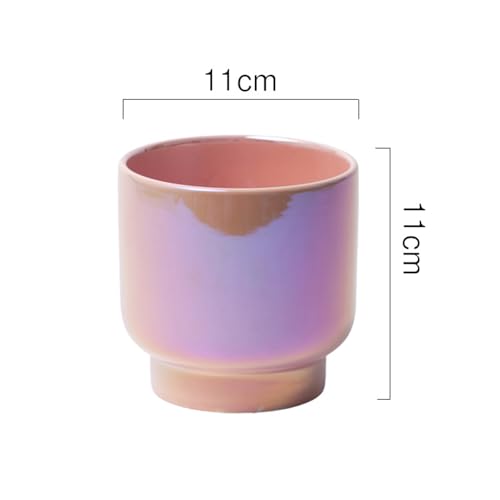Pink Ceramic Plant Pots - Succulent Flower Small Planter, Pot for Indoor Outdoor Garden Plants with Drainage Holes - Plants Not Included 4.33 X4.33 Inch - color: Pink Gradient