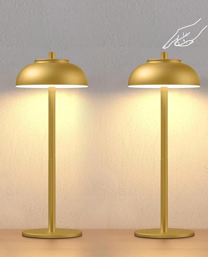 Cordless Table Lamps, Rechargeable LED Touch Lamp, Gold, 2 Pack - color: Gold-Set of 2
