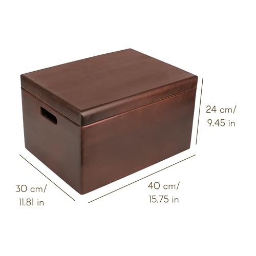 Creative Deco Large Brown Wooden Box Storage with Hinged Lid - color: Brown, size: XXL | Handles
