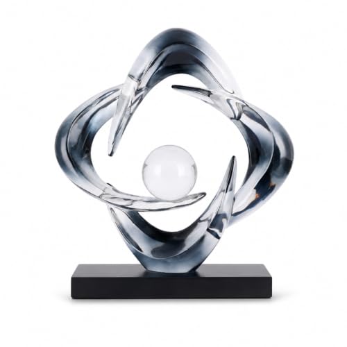 Abstract Art Sculpture, Resin Gold Decorative Statue, Modern White Ornaments for Living Room, Decorativas Modernas for Coffee Table/Entryway/Office Collectibles (Grey) - color: Gray