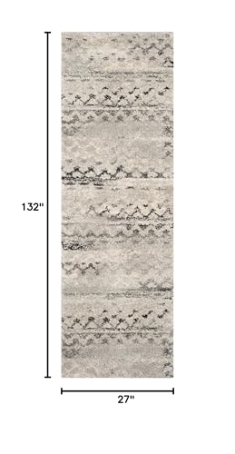 SAFAVIEH Retro Collection Runner Rug - 2'3" x 11', Cream & Grey, Modern Abstract Design, Non-Shedding & Easy Care, Ideal for High Traffic Areas in Living Room, Bedroom (RET2136-1180) - size: 2'3" x 11' (Runner)