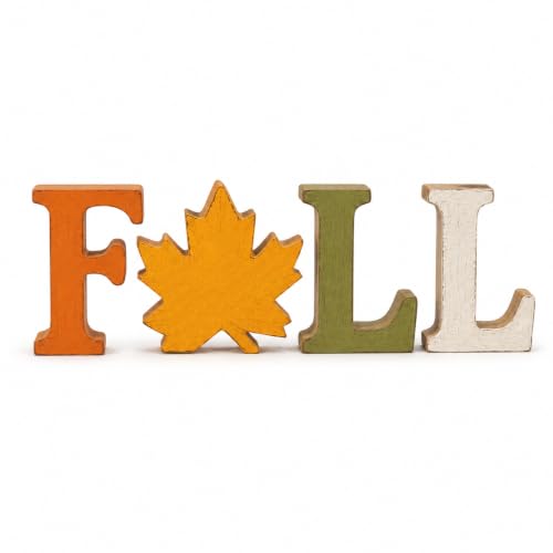 Fall Decorations for Home, 4 PCS Wooden Table Signs, Autumn Letter Blocks - color: FALL3