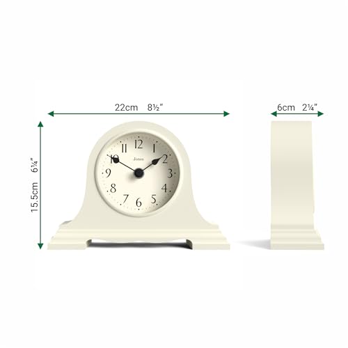 JONES CLOCKS® Speakeasy Small Mantel Clock | Napoleon’s hat Design | Cream - color: Linen White
