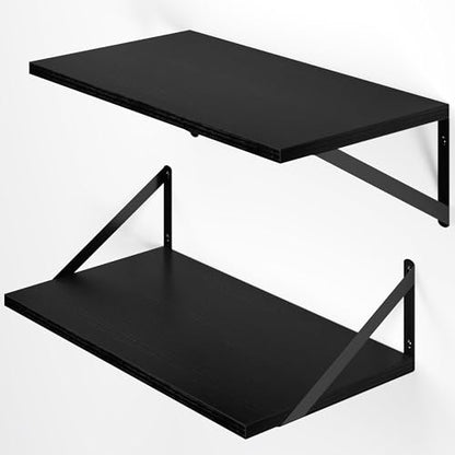 Heimlove 20W x 12D Deep Floating Shelves Set of 2 Black - color: Black With Black Metal Bracket, size: 20Wx12Dx5.8H