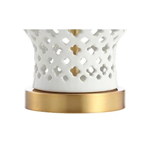 JONATHAN Y Pierced Ginger Jar 20.5" Ceramic Table Lamp, White