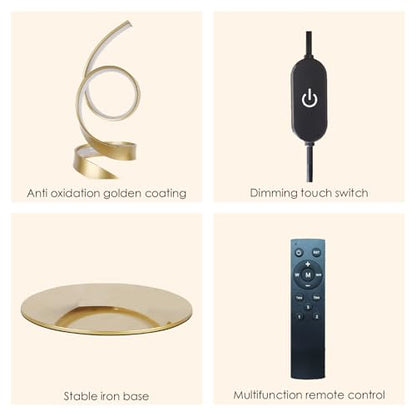 20W 2700LM 3 Colors Dimmable with Remote LED Art Table Lamp 21.6 Inch Height with Touch Switch for Living Room,Bedroom(Gold) - color: Gold