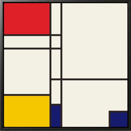 lzhewall Mondrian Style Wall Art, Abstract Geometric Painting, Black Frame