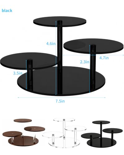 3-Tier Acrylic Display Riser for Lego Botanical, Figurine Stand - color: 5mm thickness- All Black