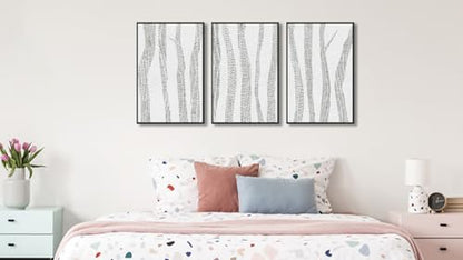 Large Framed Birch Tree Wall Art, Gray Abstract Forest Prints, 24"x36"x3 - color: gray, size: 24" X 36" X 3pcs Framed