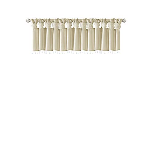 Madison Park Faux Silk Valances for Windows with Beads, 50x26 Champagne - color: Champagne, size: 50"W x 26"L (Pack of 1), style: Valance