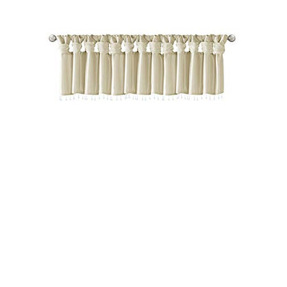 Madison Park Faux Silk Valances for Windows with Beads, 50x26 Champagne - color: Champagne, size: 50"W x 26"L (Pack of 1), style: Valance