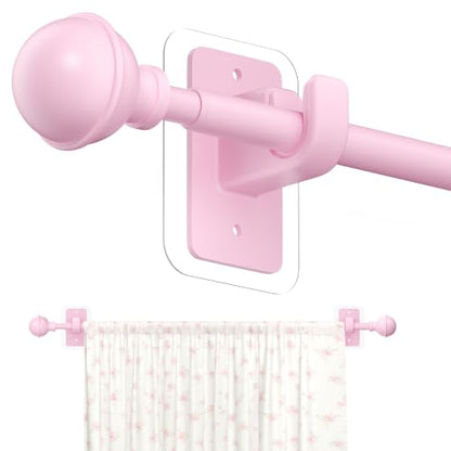 ENJOYBASICS Curtain Rods No Drilling for Renter, 28-47" Adjustable, Pink - color: Pink, size: 27-52"