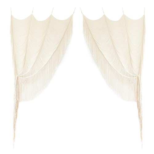 2 Panels Macrame Curtains 59"W*75"L Boho Doorway Window Curtains Handwoven - color: Ivory *2
