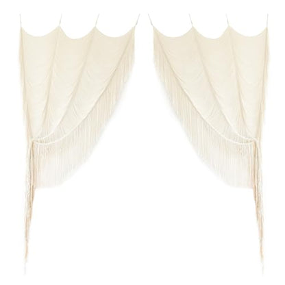 2 Panels Macrame Curtains 59"W*75"L Boho Doorway Window Curtains Handwoven - color: Ivory *2