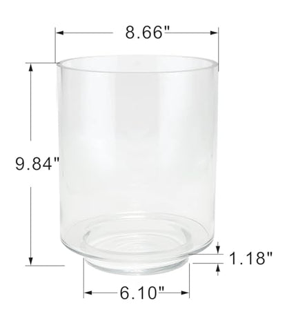 8.5" Wide 11" High Clear Glass Cylinder Vase with Base, Hurricane Candle Holder, Modern Home Decor (1, 8.5"x11") - size: 8.5"x11"